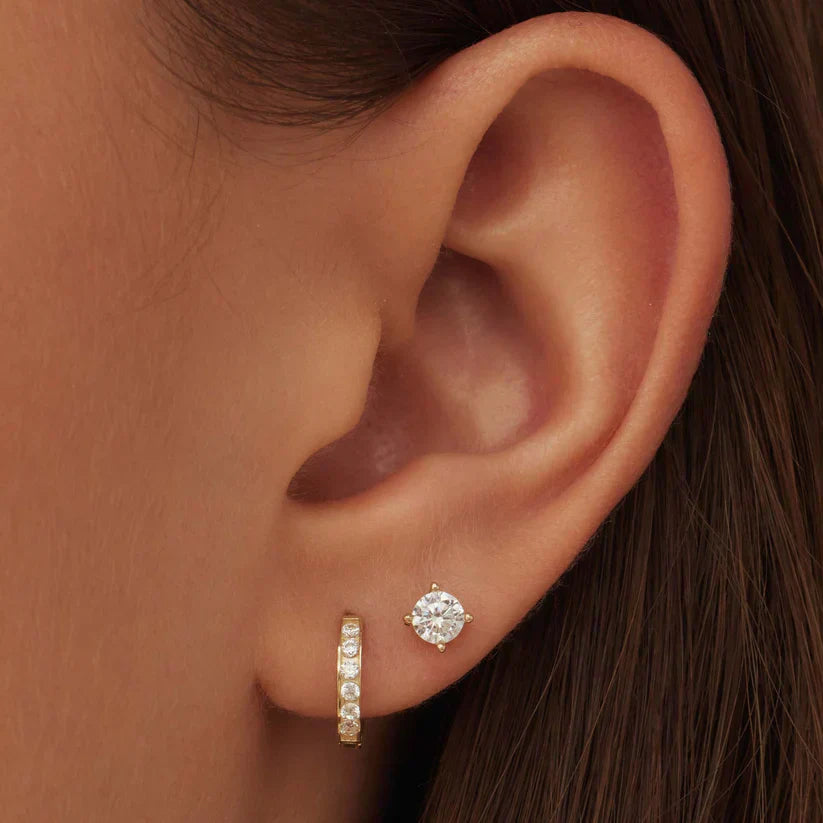 Conjunto de Pendientes Piedras Celeste | Oro