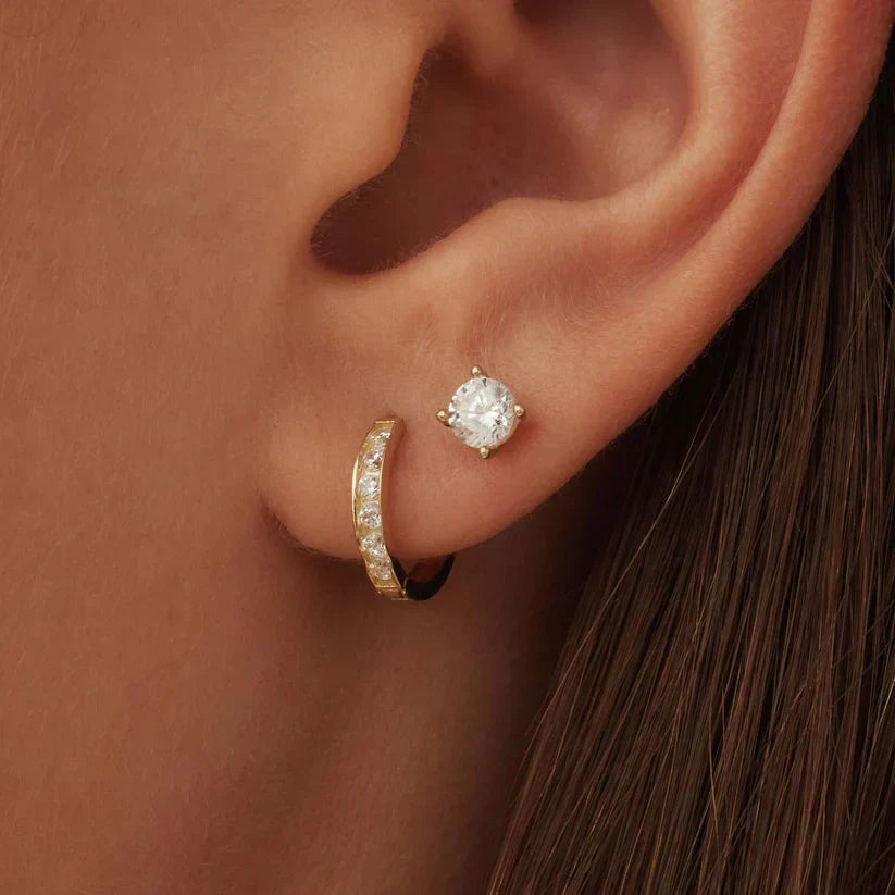 Conjunto de Pendientes Piedras Celeste | Oro