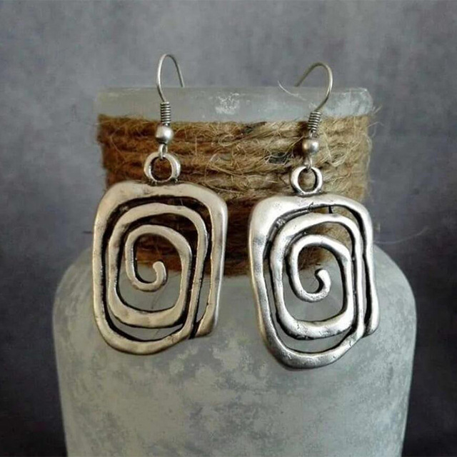 Pendientes Boho en espiral en plata