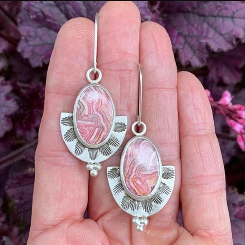 Pendientes Vintage Rosa en Plata