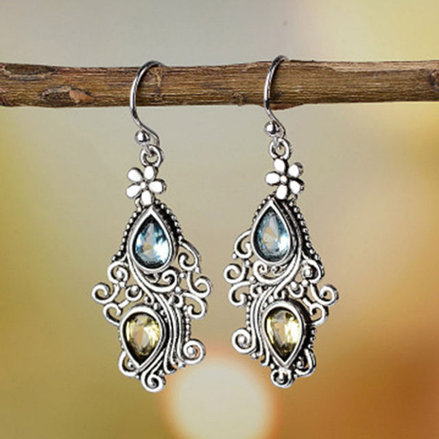 Pendientes vintage con cristales en plata