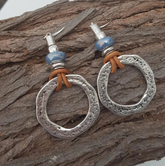 Pendientes redondos en plata vintage