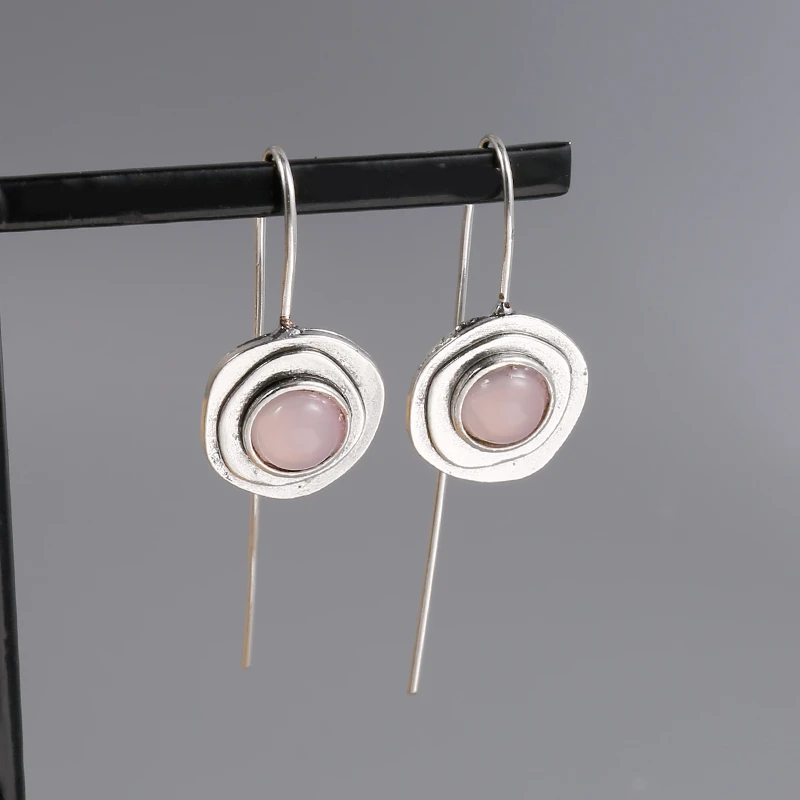Pendientes Boho con cristal rosa