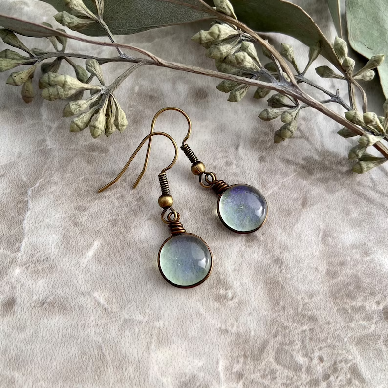 Pendientes colgantes de cristal de luna vintage