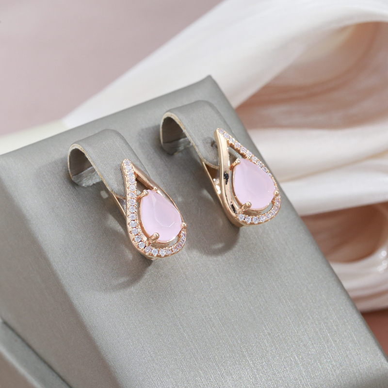 Pendientes Elegantes y Brillantes con Circonitas Doradas y Rosas
