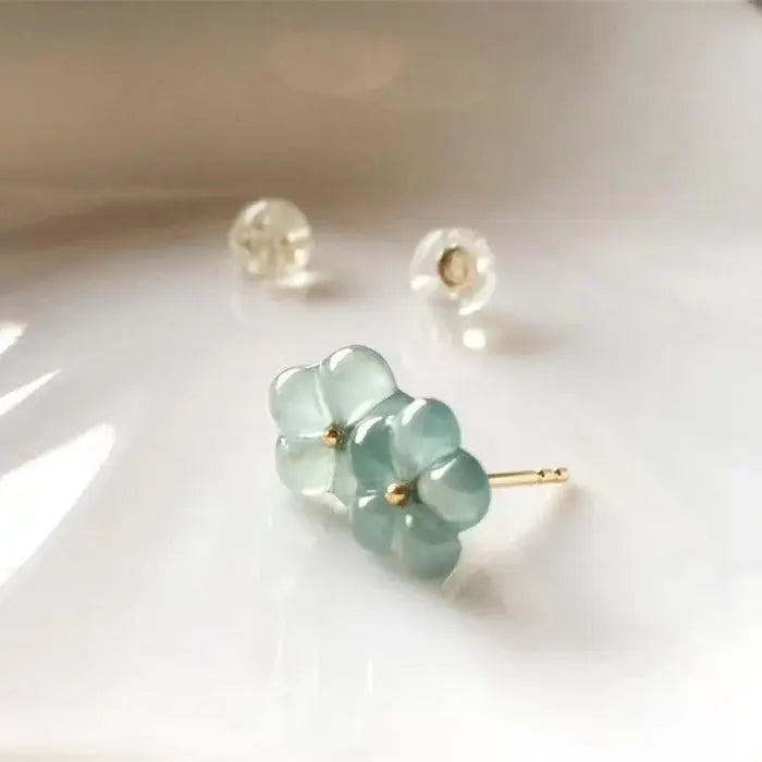 Pendientes vintage con cristal turquesa en forma de flor