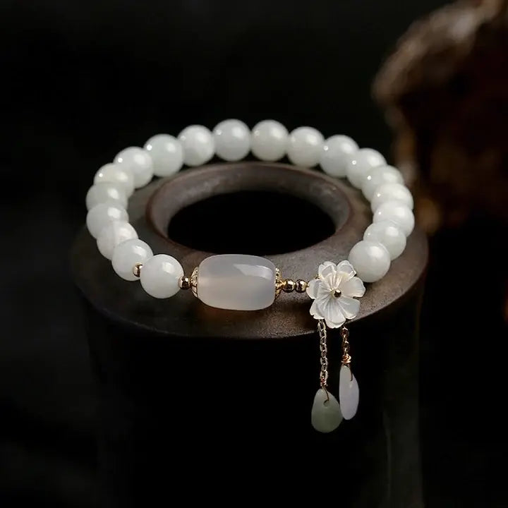 Pulsera de aguamarina con perlas
