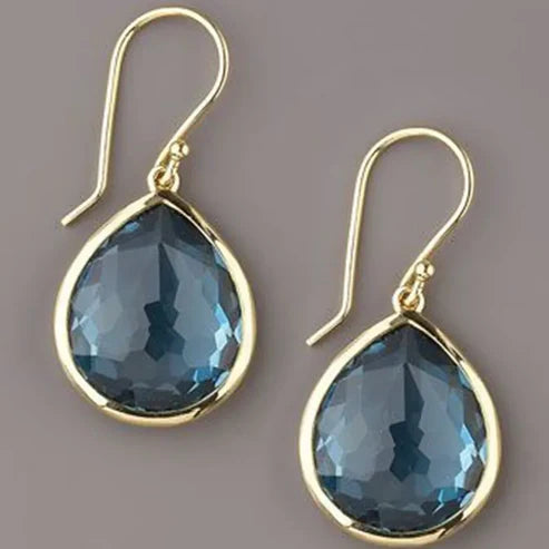 Pendientes con cristal azul en forma de gota