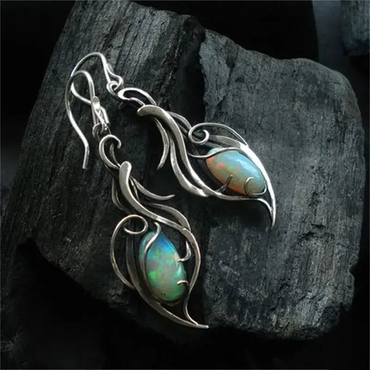 Pendientes vintage de ópalo azul en plata