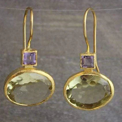 Pendientes de oro y cristal verde