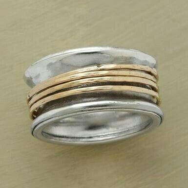 Anillo Vintage de Oro Y Plata