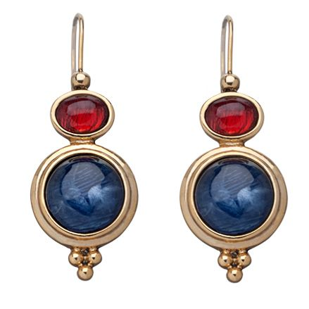 Pendientes vintage con piedras azules y rojas