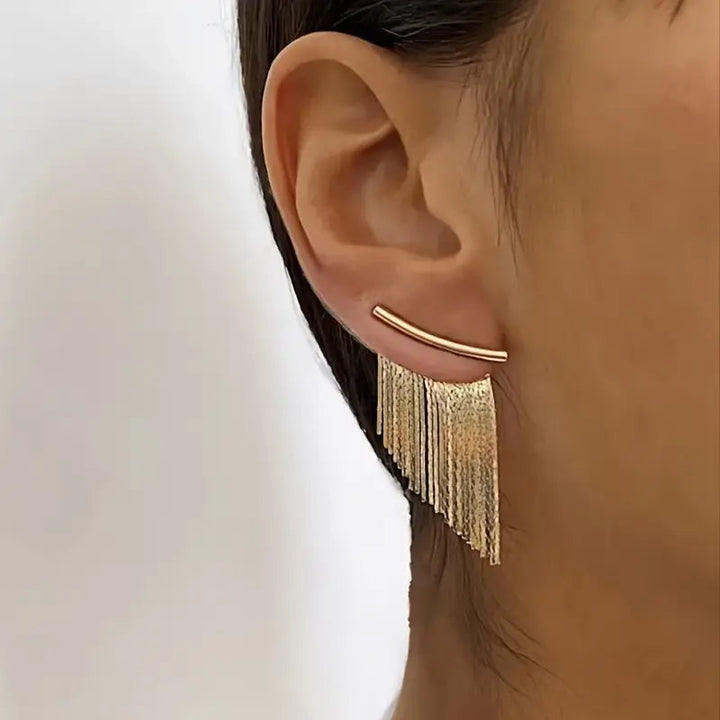 Pendientes vintage de cortina dorada