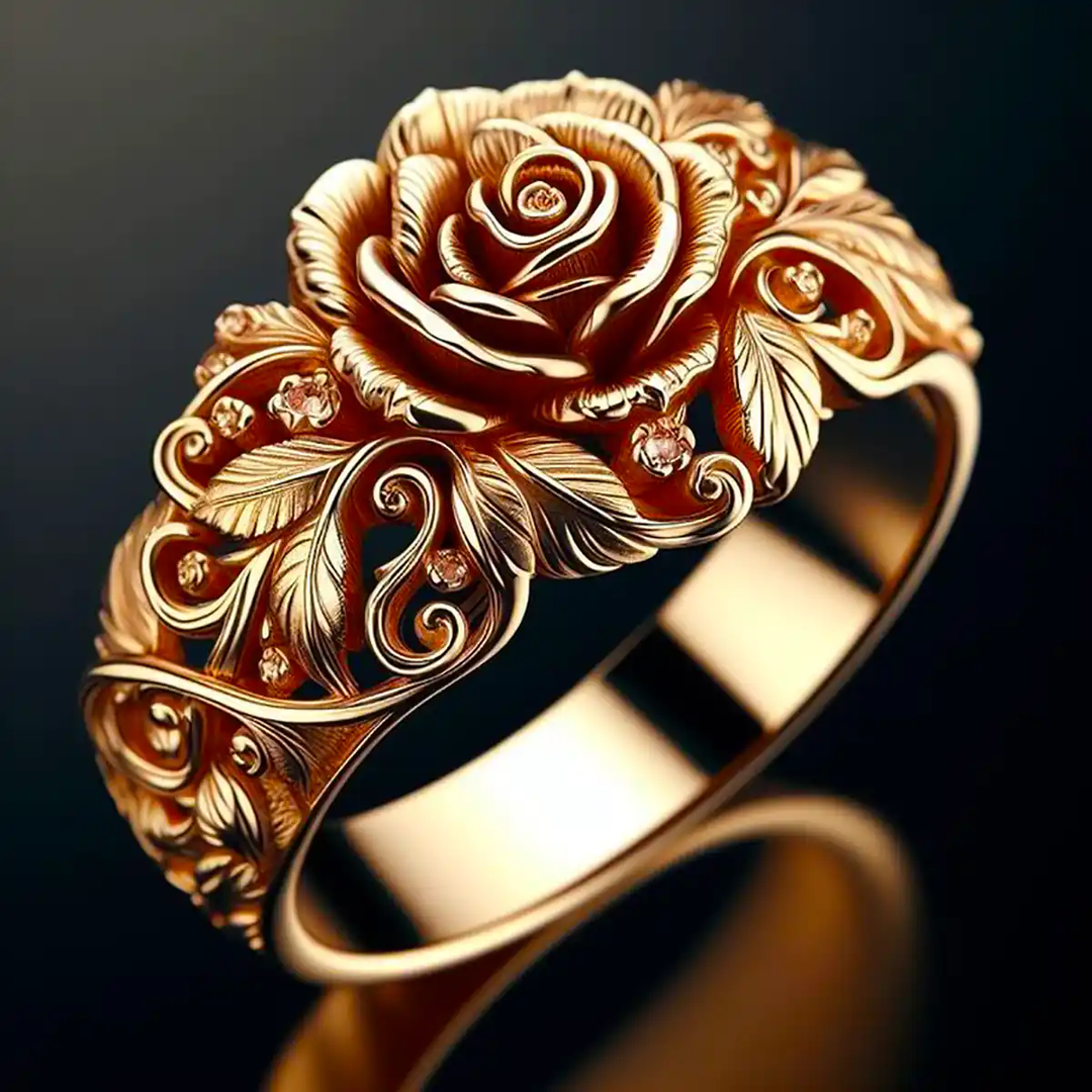 Anillo de oro con flor