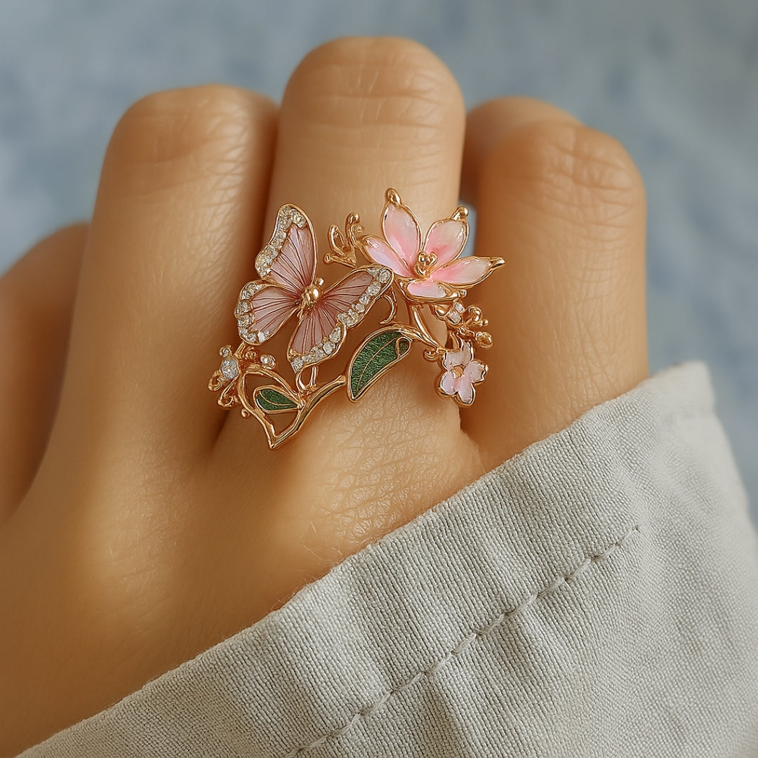 Anillo de Circonia Mariposa Brillante Natural