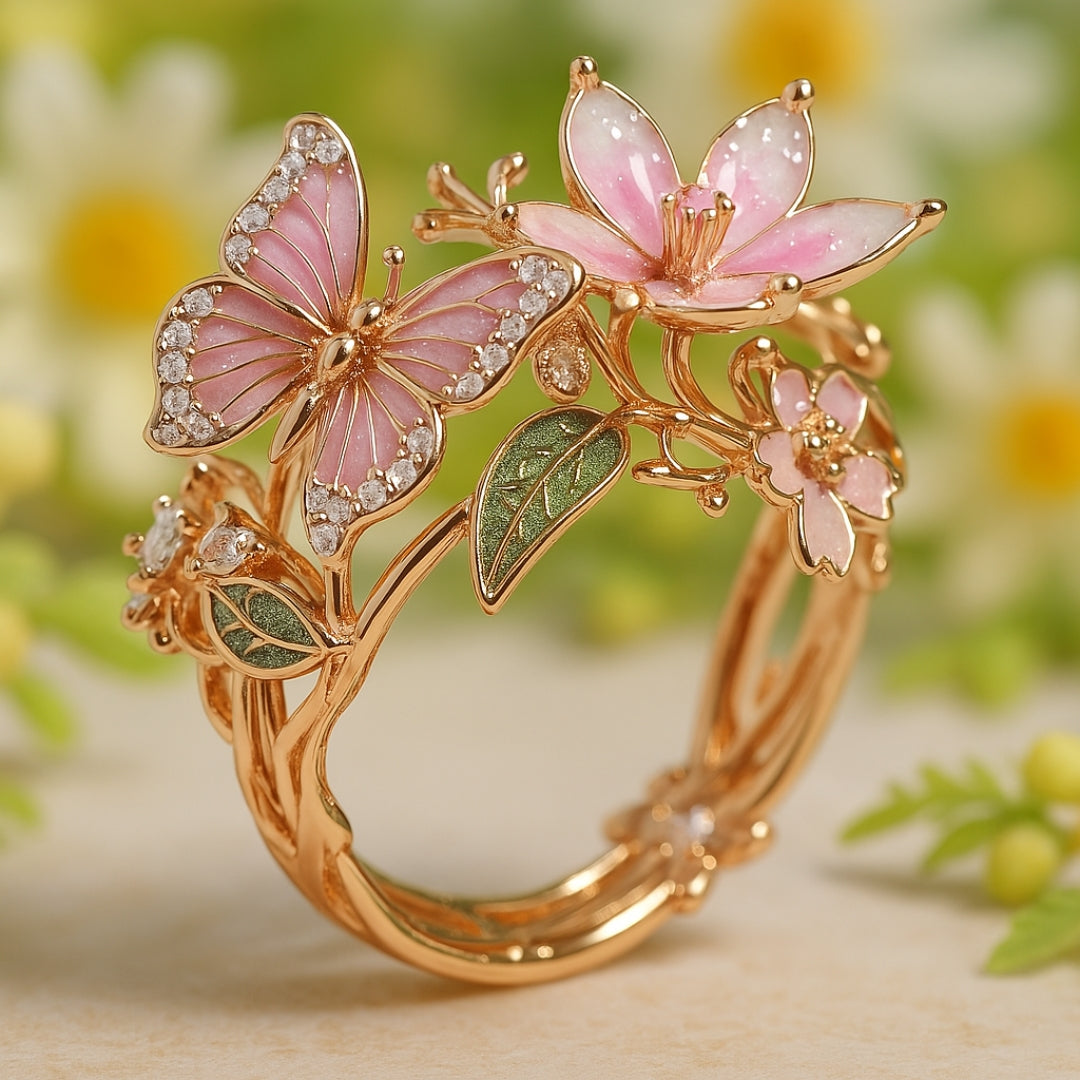 Anillo de Circonia Mariposa Brillante Natural