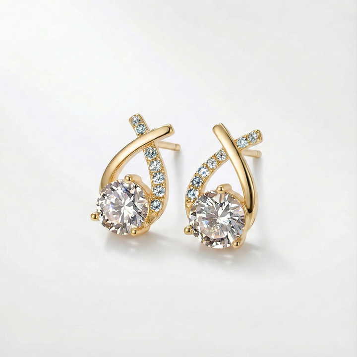 Pendientes De Oro Con Cruz Y Circonitas
