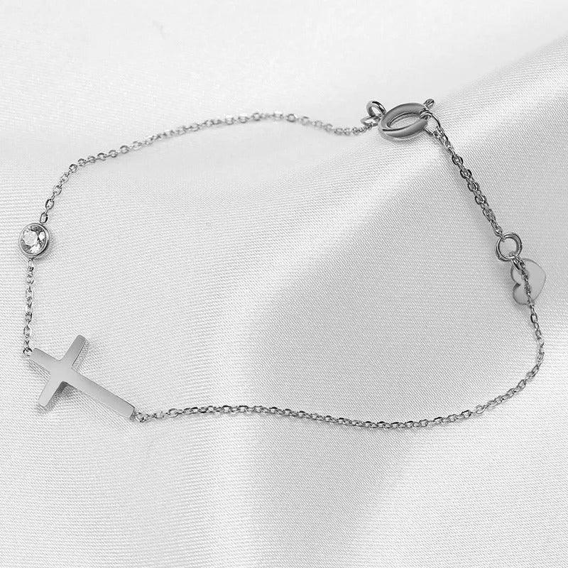 Pulsera Corazón Plateada Faith