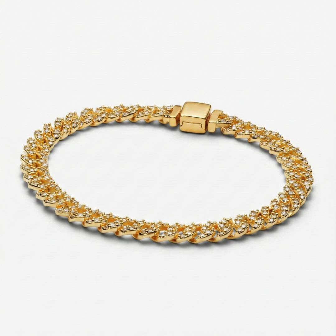 Pulsera cubana con moissanita