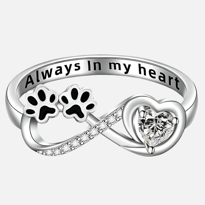 Anillo Con Circonitas En Forma De Pata Con Diseño De Corazón E Infinito