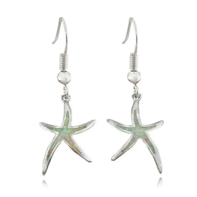 Pendientes Estrella ade Mar en Ópalo y Plata