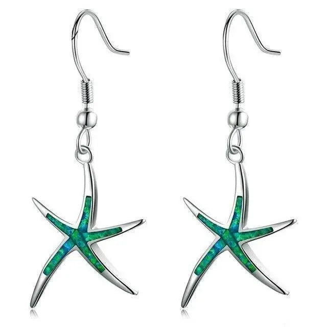 Pendientes Estrella ade Mar en Ópalo y Plata