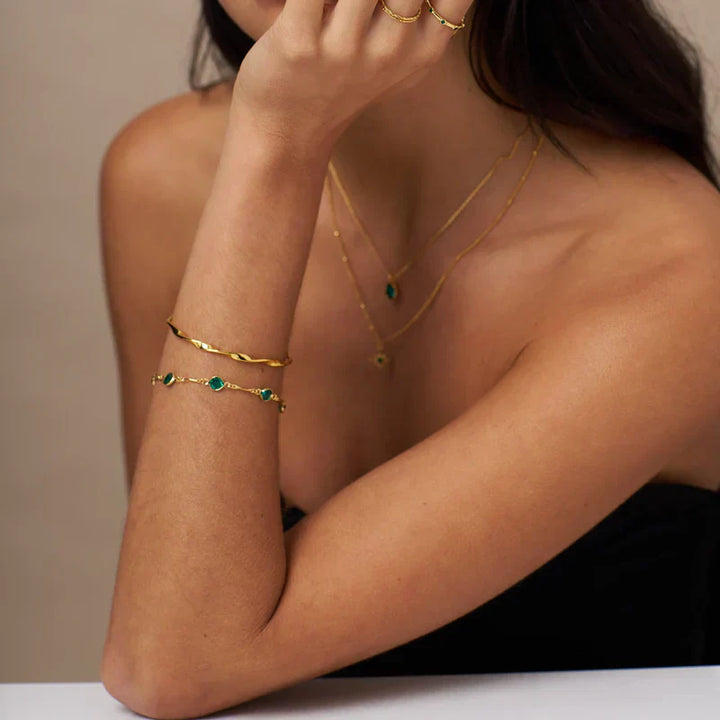 Pulsera Esmeralda Brillante | Oro